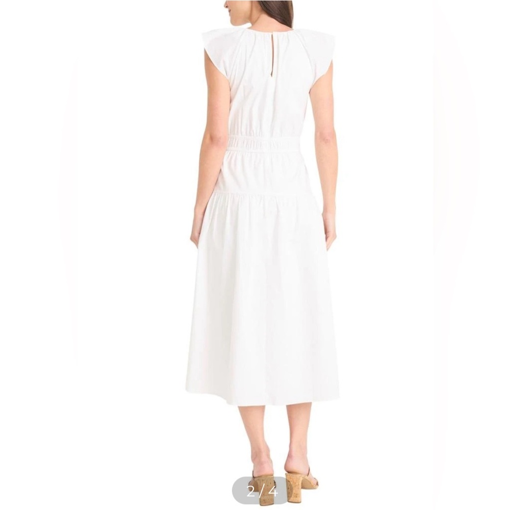 Maggy London White Midi Dress with Cap Sleeves